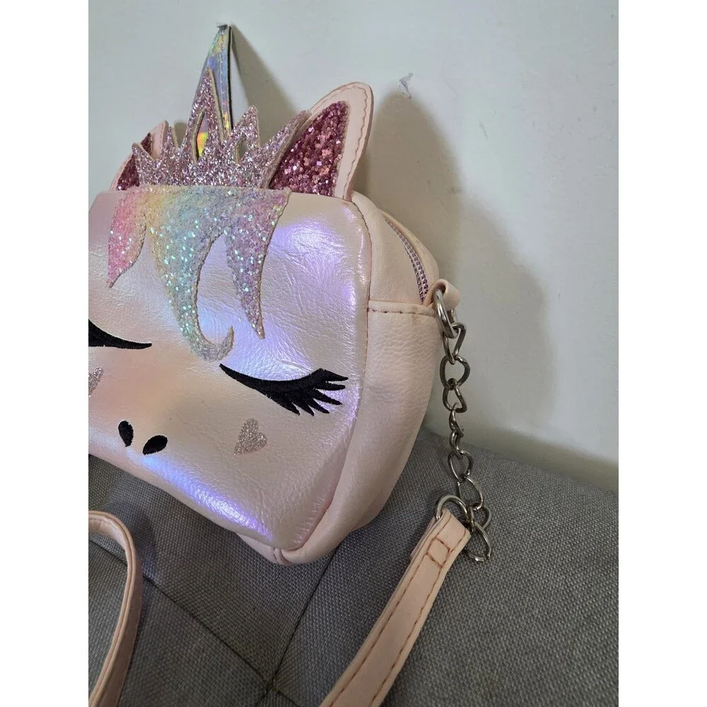 Adorable OMG! Pink Accessory MissGwen Unicorn Rainbow Glitter Crossbody Bag EuC